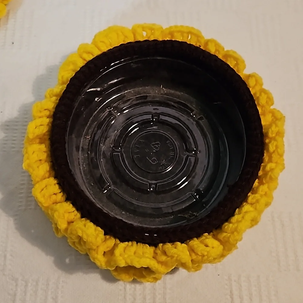 Vintage Crocheted Southern Belle with Bonnet Yellow and Brown Trinket Ho…